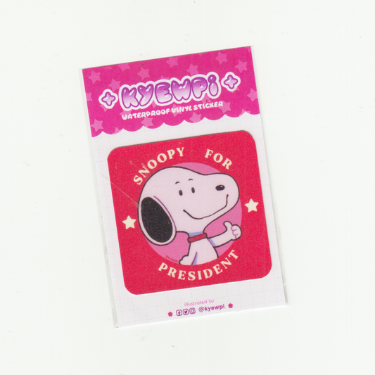 SNOOPY FOR PRESIDENT STICKER